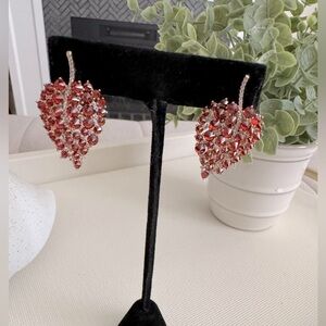 18k Gold Plated Red Leaf Earrings